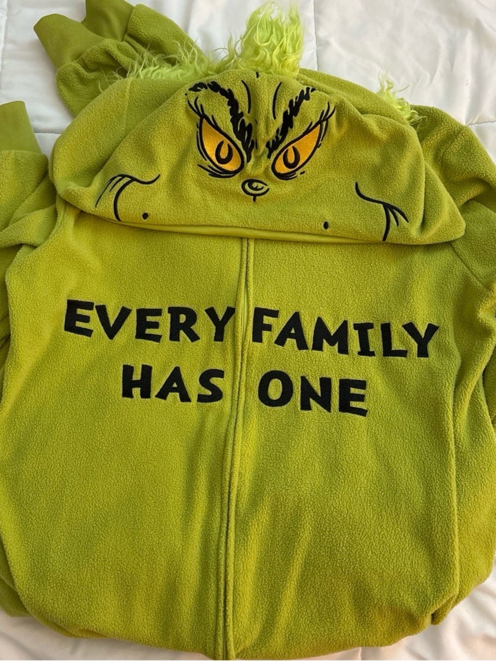 Party City Green Grinch Fleece Hoodie with Hood Face